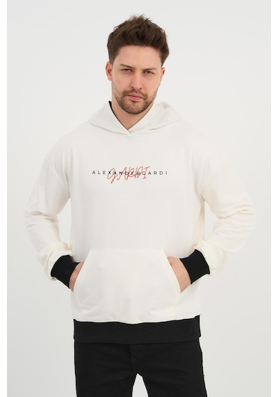 Alexander Gardi Alexandergardı Özel Unisex Baskılı Kapüşonlu Kanguru Cepli Sweatshirt Unx-0017602 Ekru