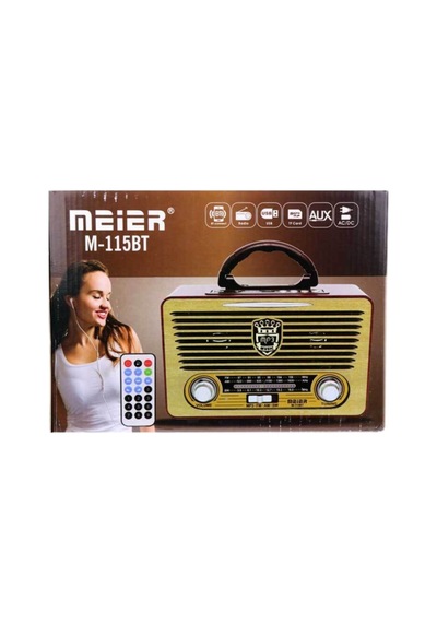 Meier M-115bt Koyu Renk Nostaljik Radyo Ahşap Görünümlü Bluetooth Hoparlör Fm Sd Kart Usb Girişi