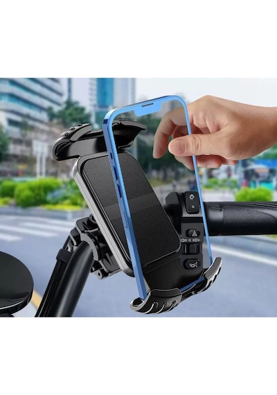 Ayarlanabilir Bisiklet Scooter Atv Kilit Tuşlu Motorsiklet Tutacağı Gidon Bağlantılı Telefon Tutucu