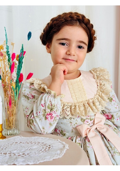 H L Y Karol Tasarım Mint Yeşili Uzun Kollu Vintage Bebek Elbise,doğum Günü Elbise,fotoğraf Çekim Elbise,0-12 Yaş Uygun Yeşil