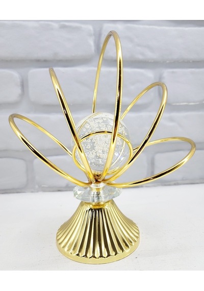 Gold Kaplama Metal Ayaklu Baloncuklu Kristal Taşlı Ev Salon Akses 1 Set