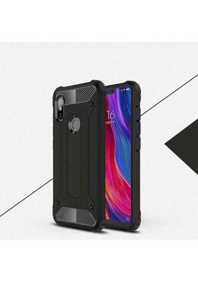 Noktaks - Xiaomi Uyumlu Xiaomi Redmi 6 - Kılıf Çift Katman Zırh Tank Crash Military Kapak - Siyah T6813 Siyah