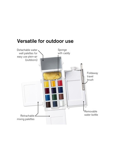 0390639 Cotman Field Box Sulu Boya Seti, Yüksek Işık Haslığına Sahip Canlı Sulu Boya, Geniş Renk Seçenekleri, Eskimeye Karşı Dayanıklı - 1/2 Kapta 12 Renk, Karıştırma Paleti, Su Tankı 0390639 Cotman Field Box Sulu Boya Seti, Yüksek Işık Haslığına Sahip Canlı Sulu Boya, Geniş Renk Seçenekleri, Eskimeye Karşı Dayanıklı - 1/2 Kapta 12 Renk, Karıştırma Paleti, Su Tankı