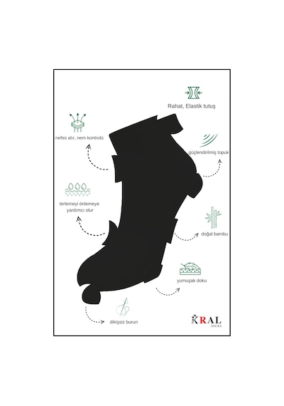 Kral Socks Kadın Bambu Çorap 6 Çift Renkli Hediye Kutulu Patik Kadın Çorap Siyah