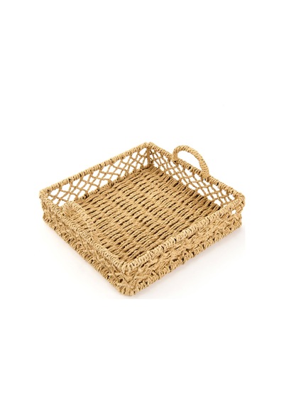 Deco Rustico Dekoratif Tepsi - Bej - 22 Cm