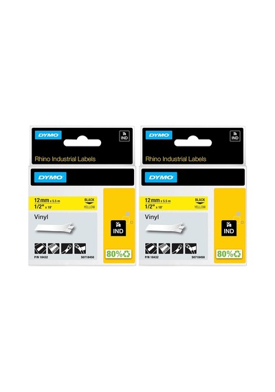Rhinopro Renkli Vinil Şerit 12mmx5,5m Sarı/siyah 2 Paketi Genel