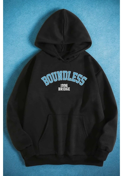 Uyguntarz Boundless 1996 Bridge Baskılı Oversize Sweatshirt siyah