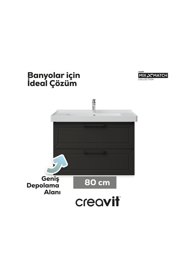 Creavit D20 80 Cm İki Çekmeceli Lav. Dolabı Antrasit Lake Antrasit Creavit D20 80 Cm İki Çekmeceli Lav. Dolabı Antrasit Lake Antrasit