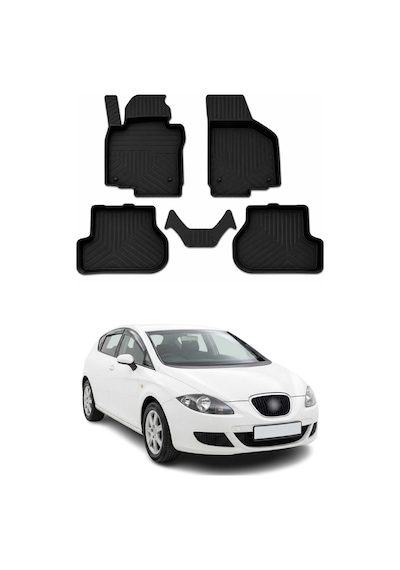 Seat Leon 2 2006-2012 Uyumlu 4d Havuzlu Paspas Kauçuk Siyah 5 Parça