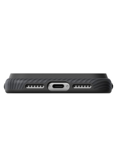 Apple Uyumlu iPhone 18 Pro Max Kılıf M-safeli Aramid Karbon Fiber Military-grade New Logo Black-grey Twill Siyah