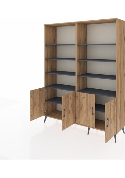 Hyperion Gardrop 10 Raflı 4 Kapaklı 176x44x221 Çam-çam/antrasit Çam/antrasit Hyperion Gardrop 10 Raflı 4 Kapaklı 176x44x221 Çam-çam/antrasit Çam/antrasit
