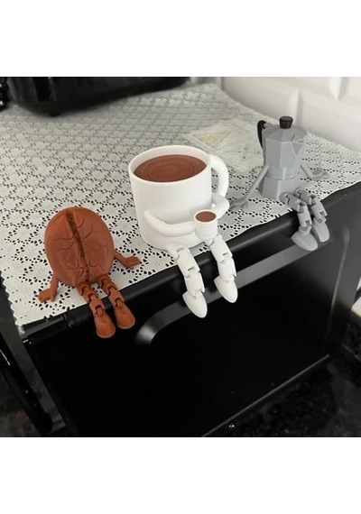 Kahve Dekoratif Biblo Seti, 3 Parça, Moka Pot, Kahve Çekirdeği Ve Fincan, Masaüstü Süs