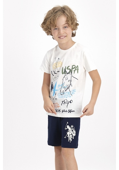 U S Polo Assn Lisanslı Krem Genç Erkek Bermuda Takım