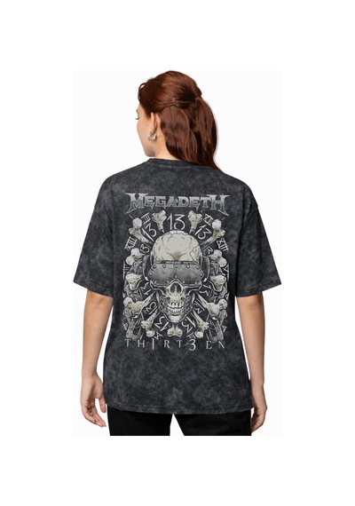 Tasarım Megadeth Rock Metal Müzik Grubu Sırt Baskılı Unisex Overs Siyah