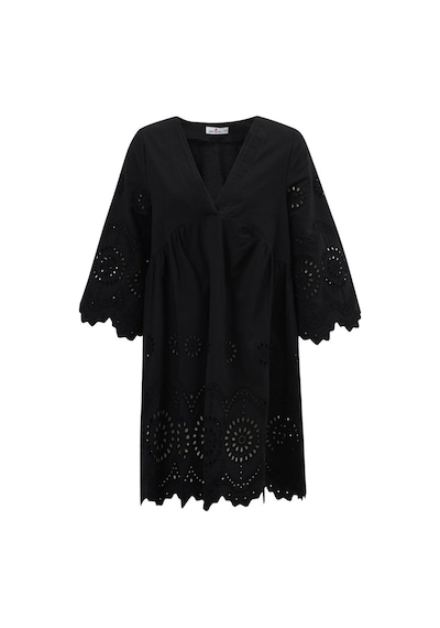 Peraluna Hiromi Dress %100 Pamuk 3/4 Kol Diz Hizası Yazlık Kadın Siyah