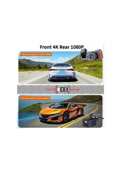 Wifi 4k Uhd App Araç İçi Kamera Gece Görüşlü Araba Kamera Kayıt Cihazı Dvr Car Dashcam