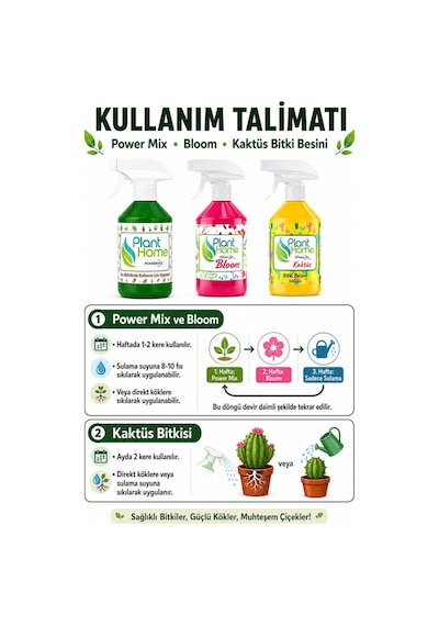 Bitki Besini Üçlü Set Power Mix Bloom Kaktüs 3x500 ml