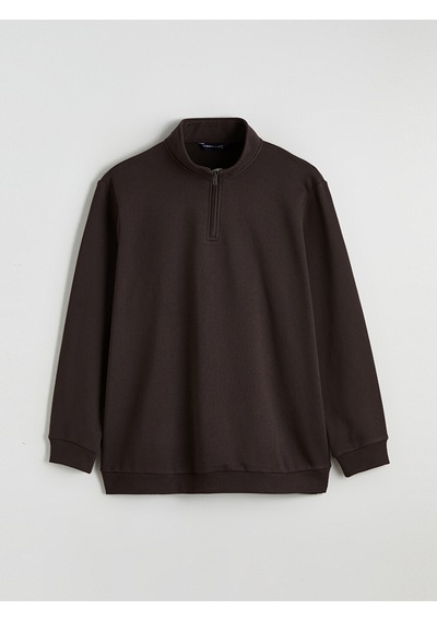 Lcwaıkıkı Classic Kahverengi Büyük Beden Dik Yaka Erkek Sweatshirt