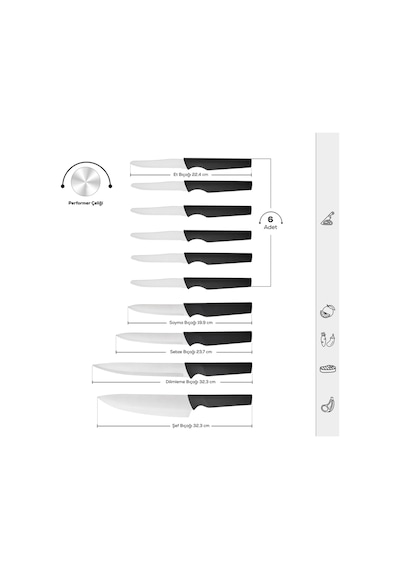 Dr. Inox Bundle 10 Parça Bıçak Seti Siyah