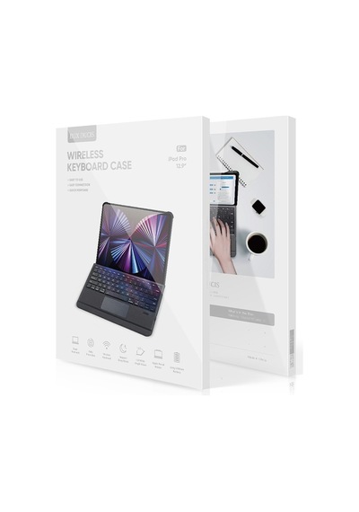 Apple Uyumlu iPad  Pro 12.9 2022-2021-2020 Sk Bluetooth Klavye Touchpad Kılıf