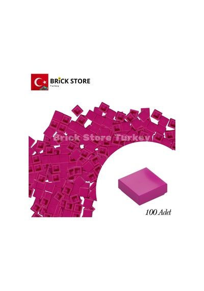 Yedek Parçalar, 100 Adet 1x1 Tile Düz Fayans Parçası, Fuşya Magenta , 3070