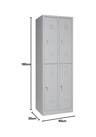 Metal Elbise Dolabı, Kilitli Dolap, Soyunma Dolabı, Elbise Dolabı, 4 Kapılı Gri