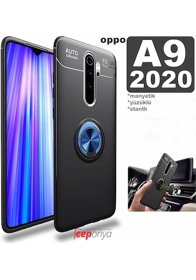 Oppo A9 2020 Yüzüklü Standli Manyetikli Kamera Korumali Kilif 409814059