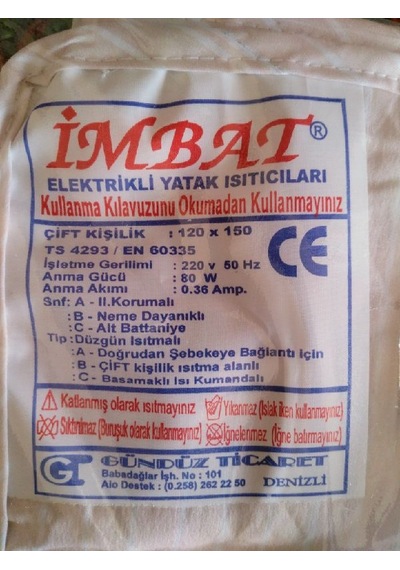 İmbat Çift Kişilik Elektrikli Battaniye Çok Renkli