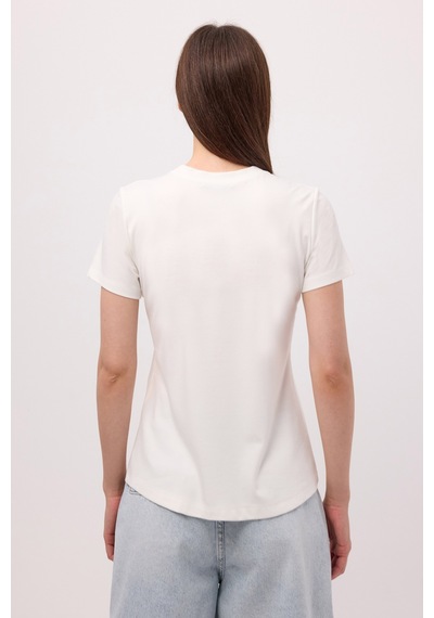 it's basic Kadın Beyaz S6-2 Oversize Bisiklet Yaka T-shirt