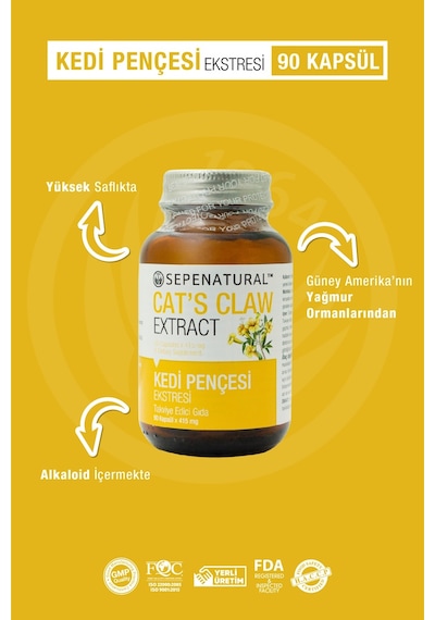 Sepe Natural Cat's Claw Kedi Pençesi Ekstresi 90 Kapsül x 360 MG