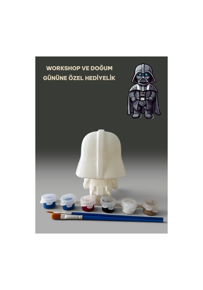 3d Darth Vader Figür Boyama Seti - Kendin Boya Hobi Ve Etkinlik Seti - Akrilik Boya + 2 Fırça