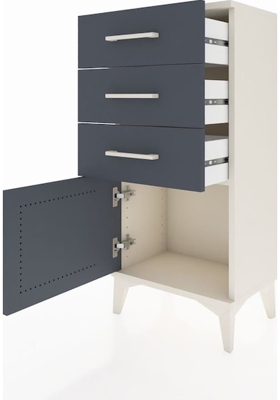 Arges Komodin 3 Çekmeceli Tek Kapaklı 44x30x96 Aytaşı-antrasit Aytaşı