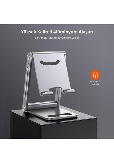 Ayrex Juo Alüminyum Katlanabilir Metal Masaüstü Telefon Tutucu Standı Gümüş Diğer