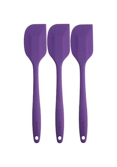 3lü Mor Silikon Spatula Seti Isıya Dayanıklı Yanmaz Yapışmaz Çizmez 27cm Silikon Mor Diğer