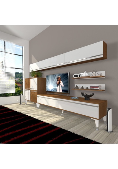 Decoraktiv Eko 8 Mdf Std Silver Tv Ünitesi Tv Sehpası Ceviz - Beyaz