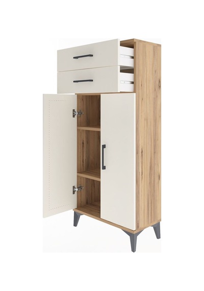 Arges Dolap 2 Raflı 2 Çekmeceli 2 Kapaklı 60x30x134 Çam-aytaşı Çam