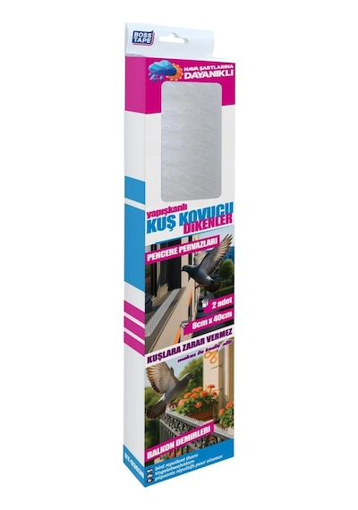 Yapışkanlı Kuş Kondurmaz Diken 2 Adet 8x40 Cm Şeffaf Kuş Uzaklaştırıcı Kuş Kovucu