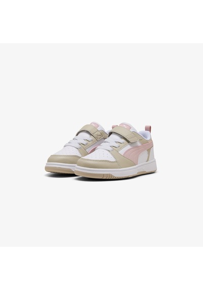 Puma Rebound V6 Low Çocuk Krem/pembe Spor Ayakkabı 397419 Beyaz