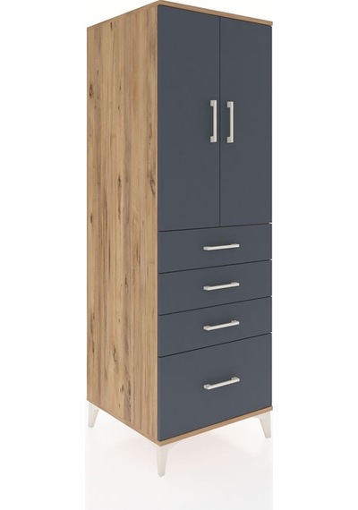 Kronos Dolap 2 Raflı 4 Çekmeceli 2 Kapaklı 60x59x182 Çam-antr... Çam