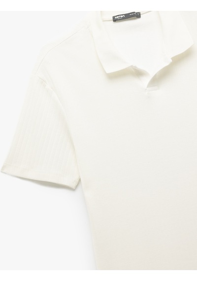 Koton Kısa Kollu Pamuklu Slim Fit Polo Yaka Tişört Ekru 5sam10025mk Ekru