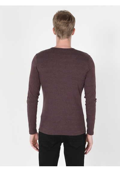 Colin's Colins Slim Fit Placket Neck Erkek Mor Uzun Kol Tişört Cl1022847 001