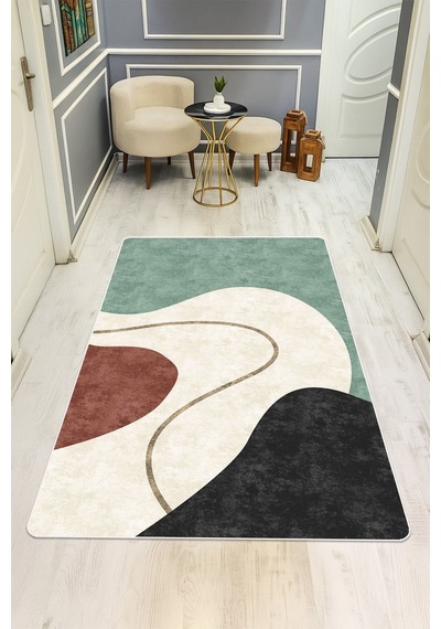 Modern Desenli Dijital Baskı Kaymaz Taban Halı H0923 Renkli