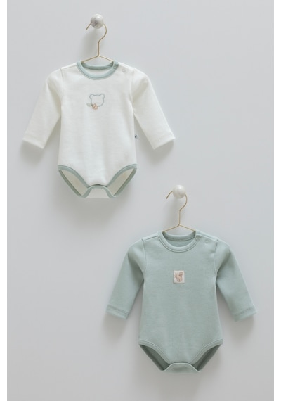 Caramell Hello Forest İkili Uzun Kol Çıtçıtlı Body Yeşil