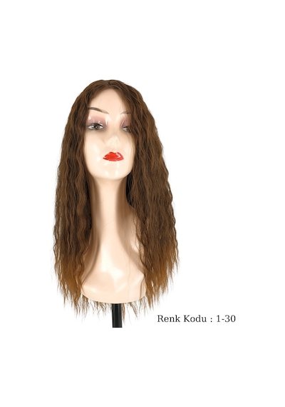 Peruk Ankara Fiber Sentetik Afro Su Dalgası Peruk Kahve Bakır Ombre No-1-30