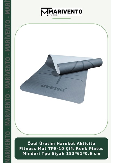 Özel Üretim Hareket Aktivite Fitness Mat Tpe-10 Çift Renk Plates Minderi Tpe Siyah 183 61 0,6 Cm