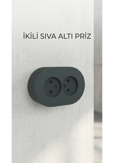Antrasit Renkli İkili Topraklı Priz - Sıva Üstü Kullanım İçin Uygun Belirtilmemiş