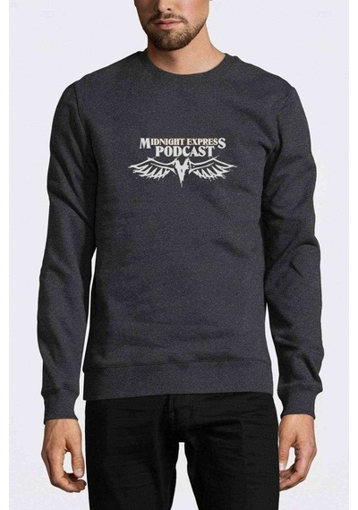 Express Podcast Baskılı Füme Antrasit Erkek Örme Sweatshirt