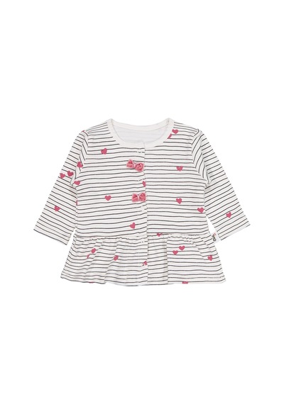Civil Baby Çizgi Kalp Empirme 1-9 Ay Pijama Takımı - Ekru