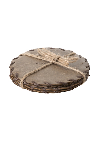 Mudo Home Vıntage Yuvarlak Bardak Altlığı 10 Cm 4'lü Koyu Ka Diğer