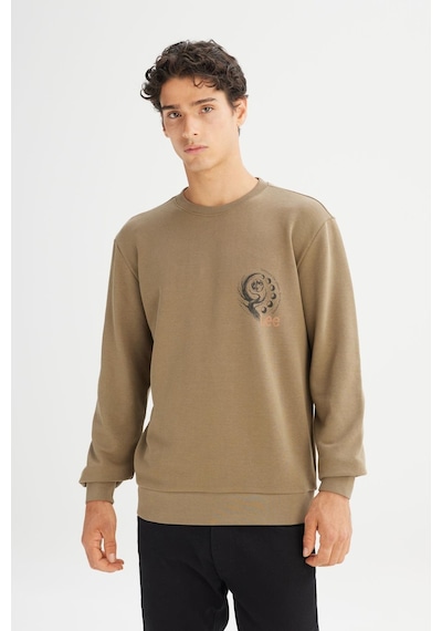 Lee Erkek Baskılı Sweatshirt Khaki Çok Renkli